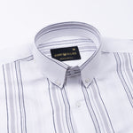 Mocha White Stripe Button Down Oxford Cotton Shirt - John Ellies