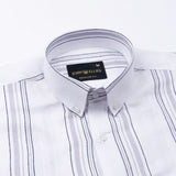 Mocha White Stripe Button Down Oxford Cotton Shirt - John Ellies