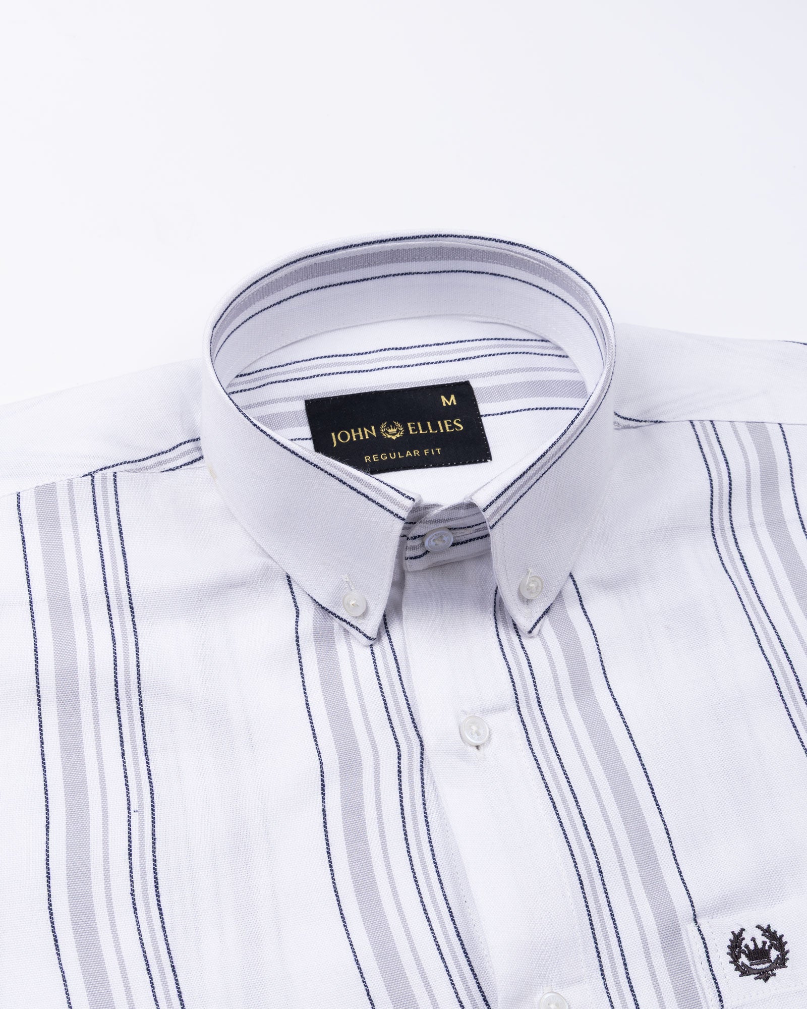 Mocha White Stripe Button Down Oxford Cotton Shirt - John Ellies