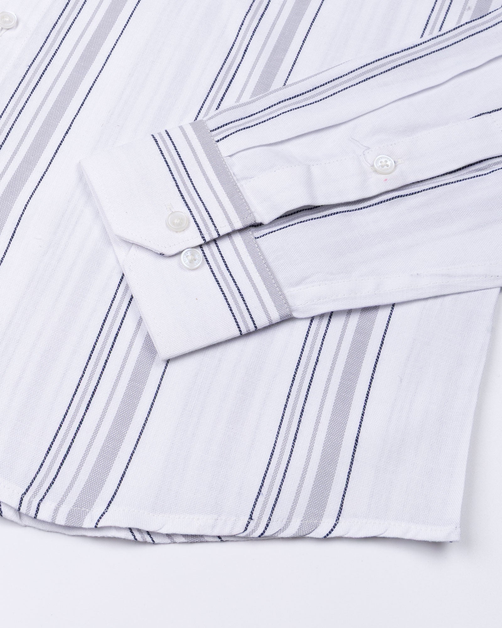 Mocha White Stripe Button Down Oxford Cotton Shirt - John Ellies