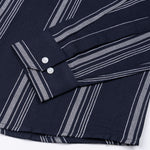 Mocha Navy Blue Stripe Button Down Oxford Cotton Shirt - John Ellies