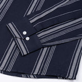 Mocha Navy Blue Stripe Button Down Oxford Cotton Shirt - John Ellies