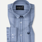 Mocha Grey Stripe Button Down Oxford Cotton Shirt - John Ellies