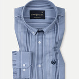 Mocha Grey Stripe Button Down Oxford Cotton Shirt - John Ellies