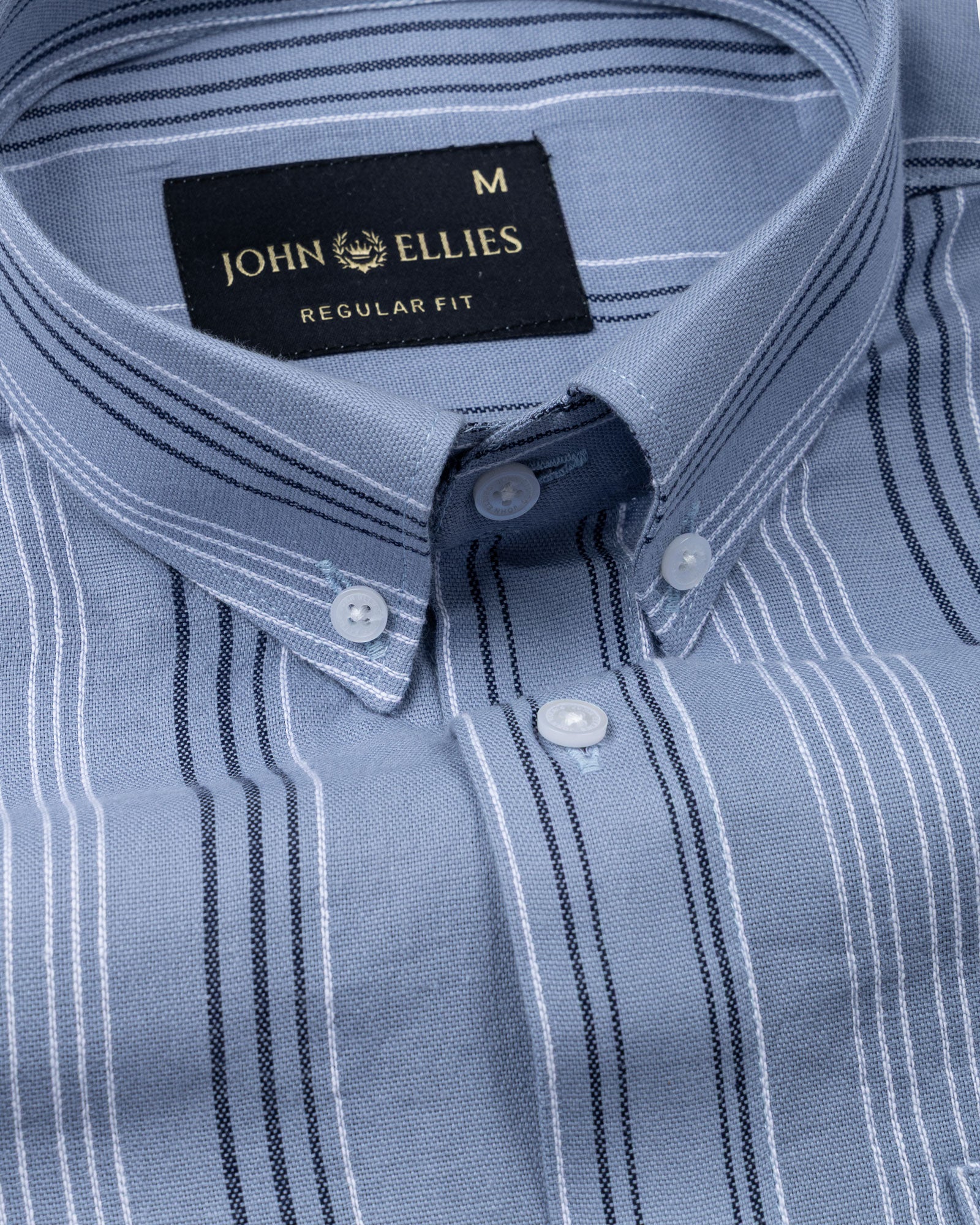 Mocha Grey Stripe Button Down Oxford Cotton Shirt - John Ellies