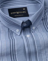 Mocha Grey Stripe Button Down Oxford Cotton Shirt