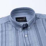 Mocha Grey Stripe Button Down Oxford Cotton Shirt - John Ellies