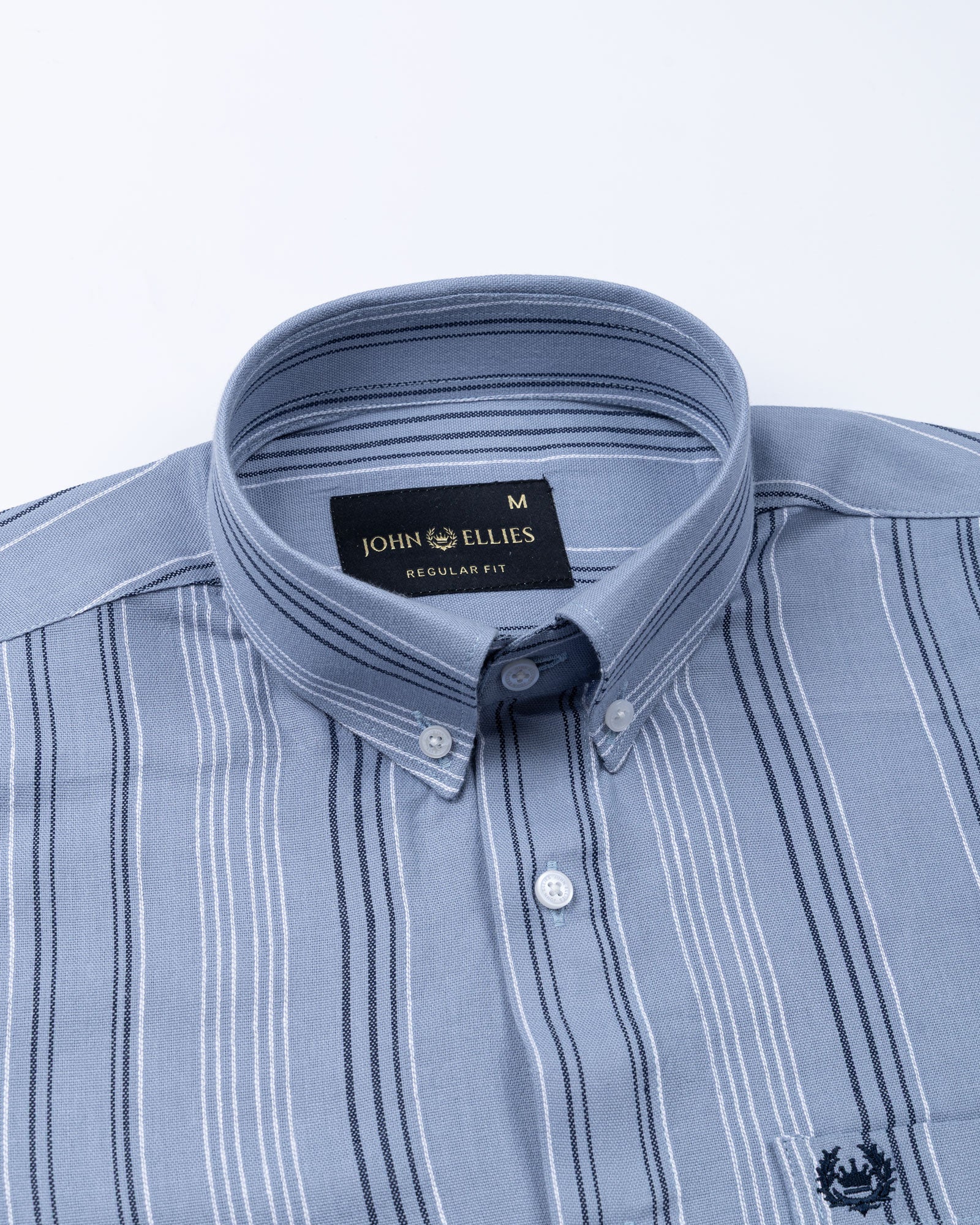 Mocha Grey Stripe Button Down Oxford Cotton Shirt - John Ellies