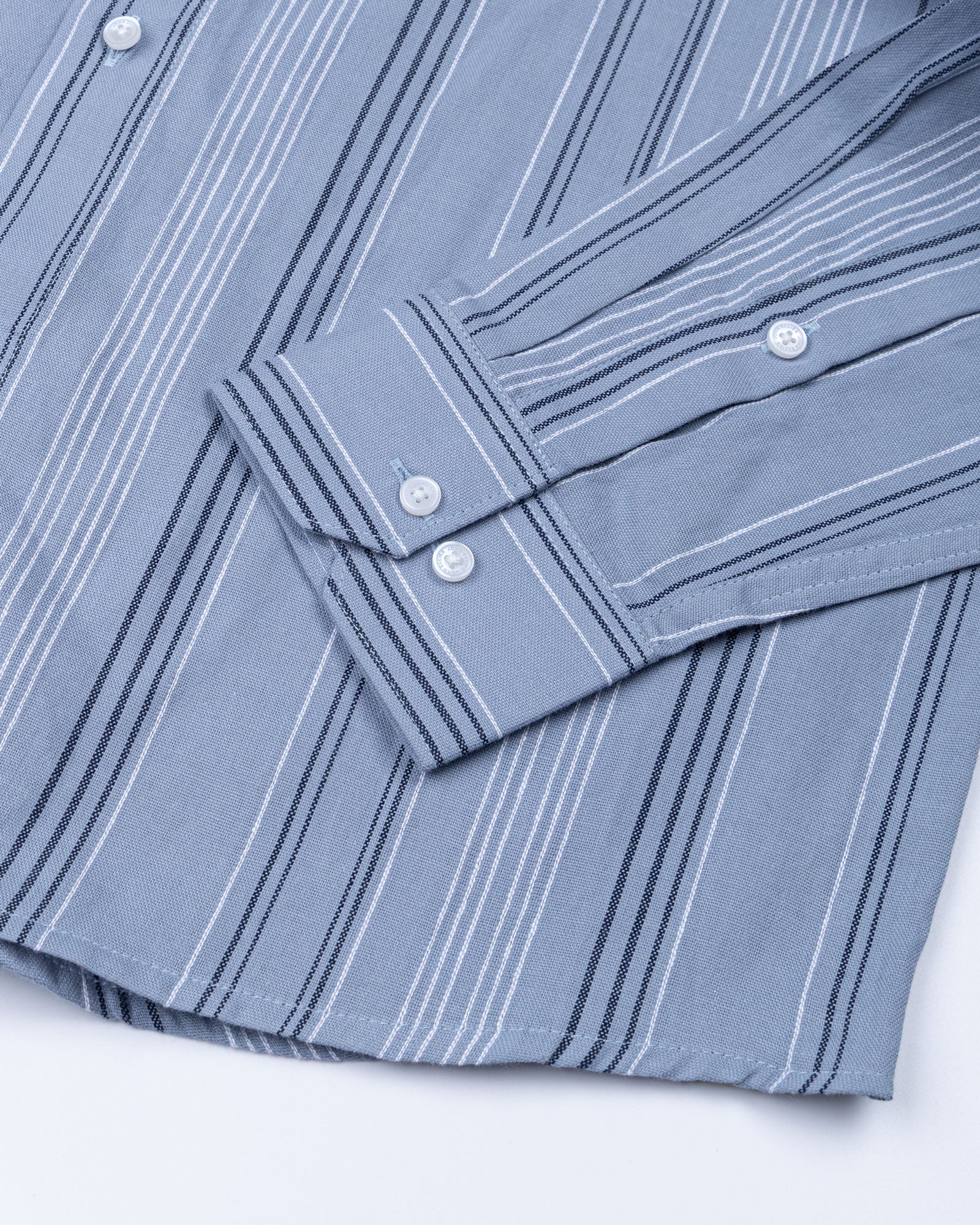 Mocha Grey Stripe Button Down Oxford Cotton Shirt - John Ellies