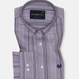Mocha Pink Stripe Button Down Oxford Cotton Shirt - John Ellies