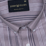 Mocha Pink Stripe Button Down Oxford Cotton Shirt - John Ellies