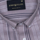 Mocha Pink Stripe Button Down Oxford Cotton Shirt - John Ellies
