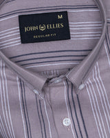 Mocha Pink Stripe Button Down Oxford Cotton Shirt