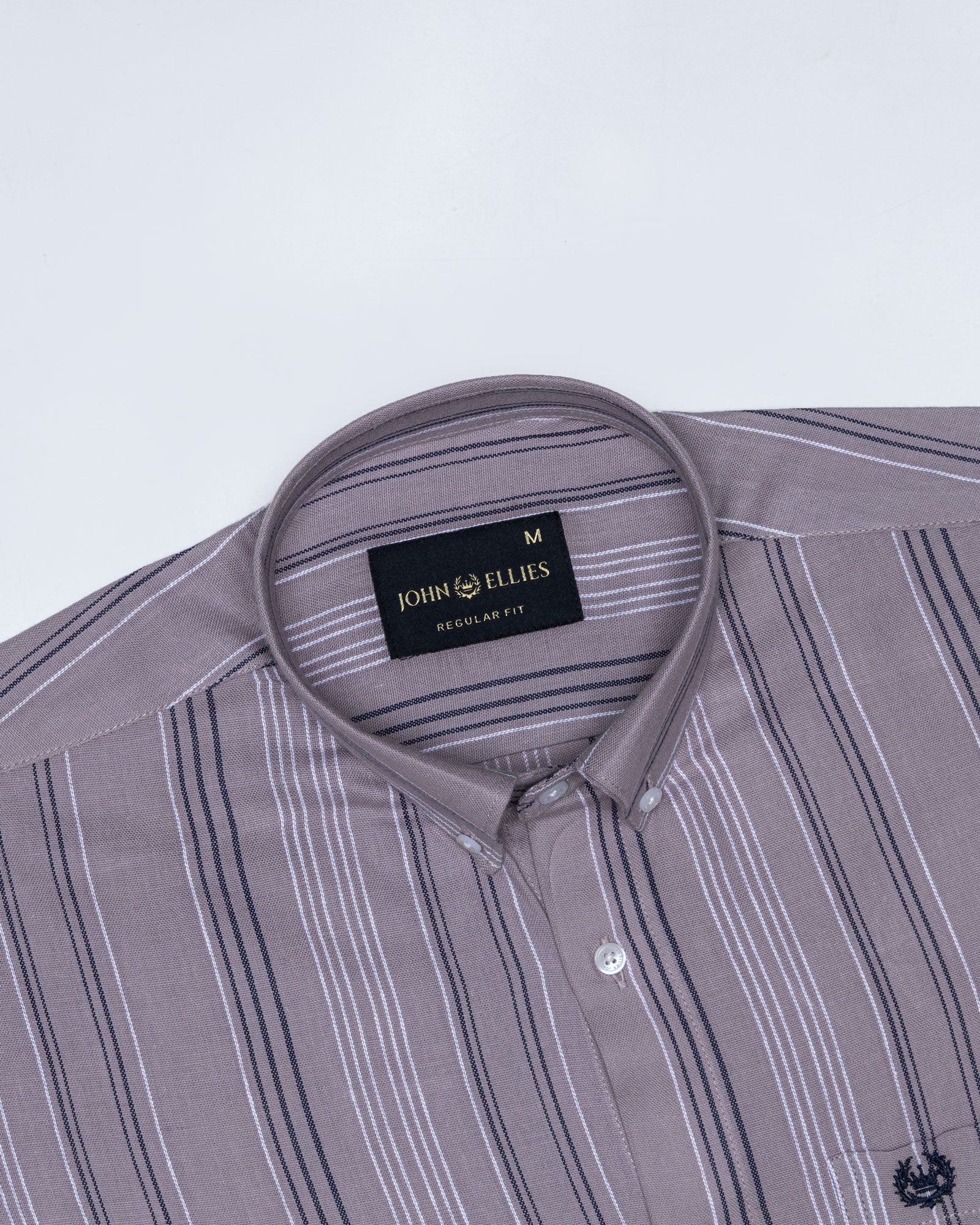 Mocha Pink Stripe Button Down Oxford Cotton Shirt - John Ellies