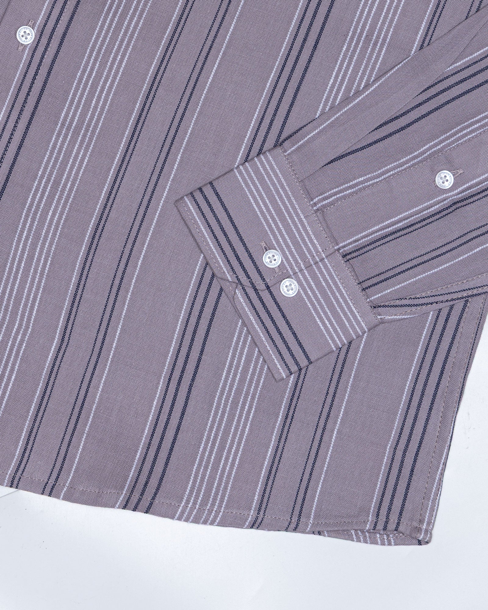 Mocha Pink Stripe Button Down Oxford Cotton Shirt - John Ellies