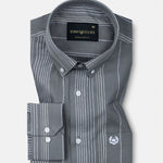 Mocha Green Stripe Button Down Oxford Cotton Shirt - John Ellies