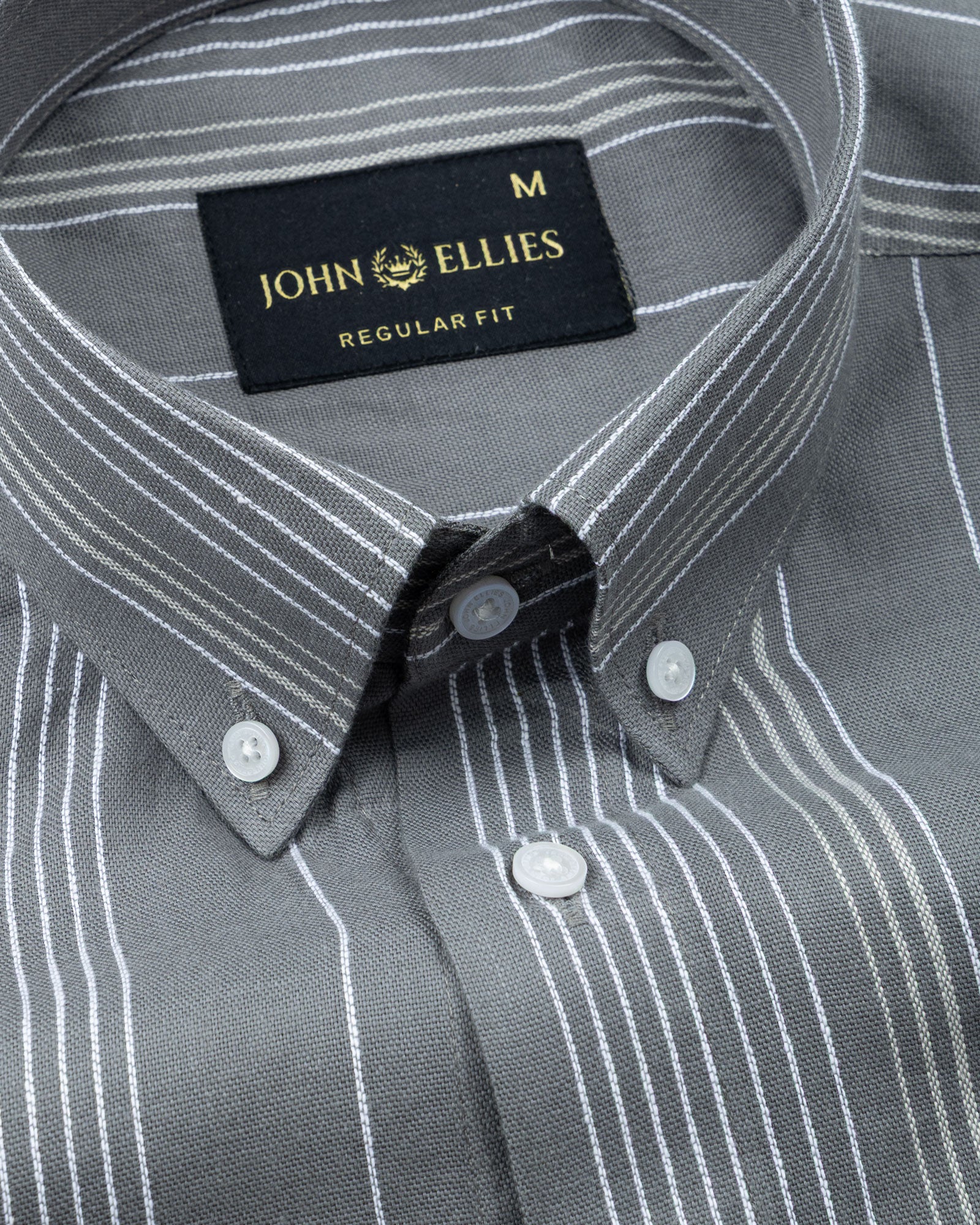 Mocha Green Stripe Button Down Oxford Cotton Shirt - John Ellies