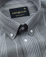 Mocha Green Stripe Button Down Oxford Cotton Shirt