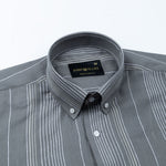 Mocha Green Stripe Button Down Oxford Cotton Shirt - John Ellies
