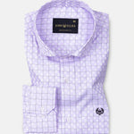 Scribble Lavender Check Cutaway Cotton Shirt - John Ellies