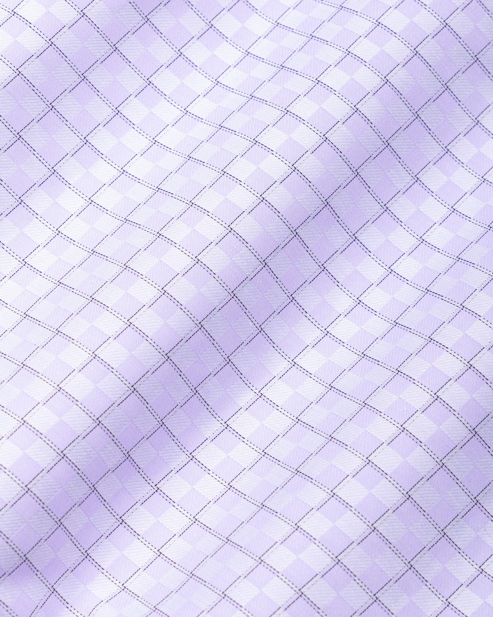 Scribble Lavender Check Cutaway Cotton Shirt - John Ellies