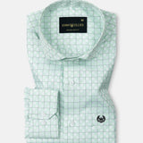 Scribble Lime Check Cutaway Cotton Shirt - John Ellies