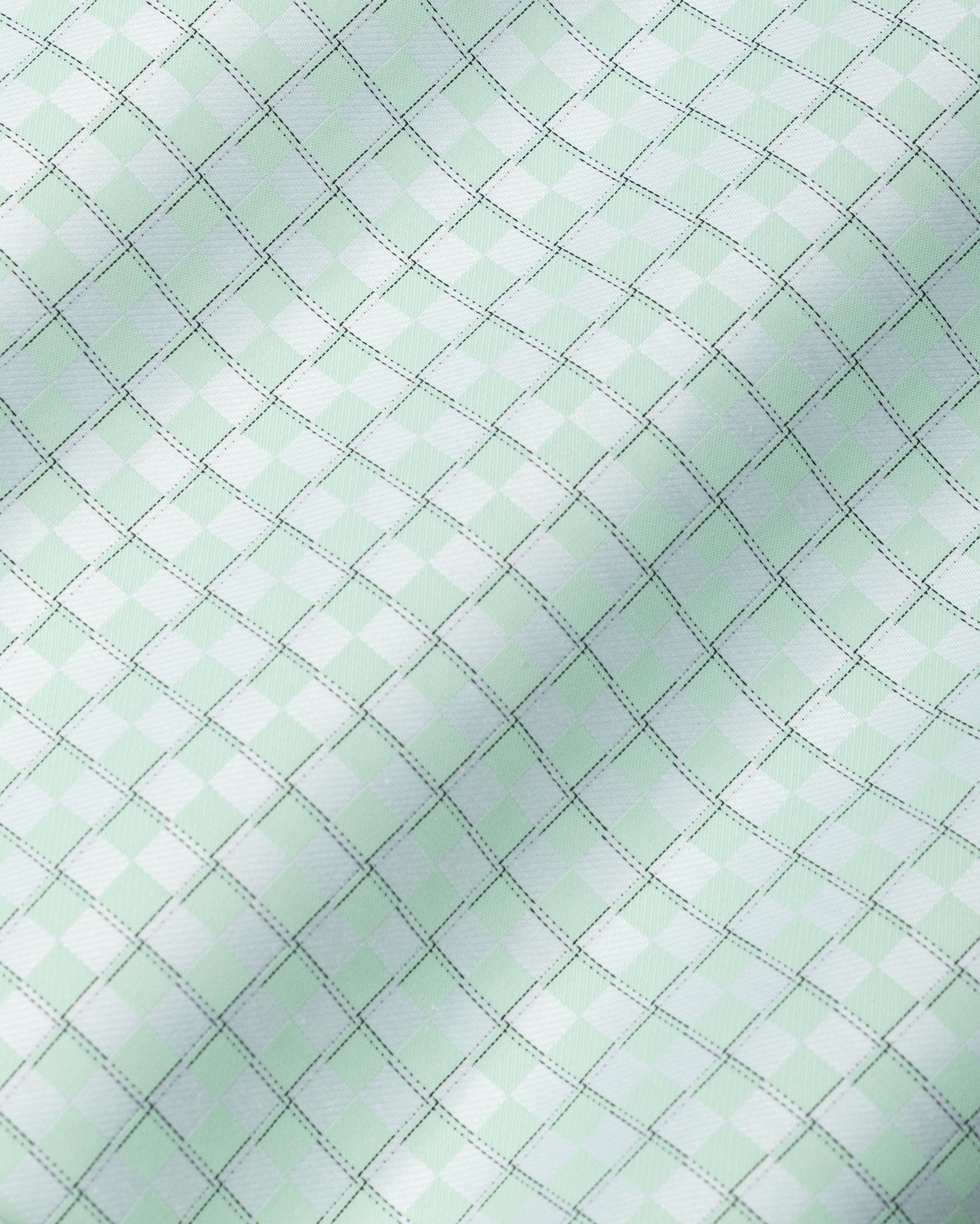 Scribble Lime Check Cutaway Cotton Shirt - John Ellies