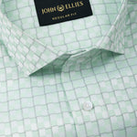 Scribble Lime Check Cutaway Cotton Shirt - John Ellies
