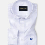 Regals Navy Blue Check Cutaway Cotton Shirt - John Ellies
