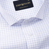 Regals Navy Blue Check Cutaway Cotton Shirt - John Ellies