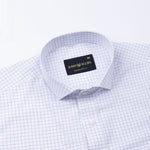 Regals Navy Blue Check Cutaway Cotton Shirt - John Ellies