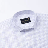 Regals Navy Blue Check Cutaway Cotton Shirt - John Ellies