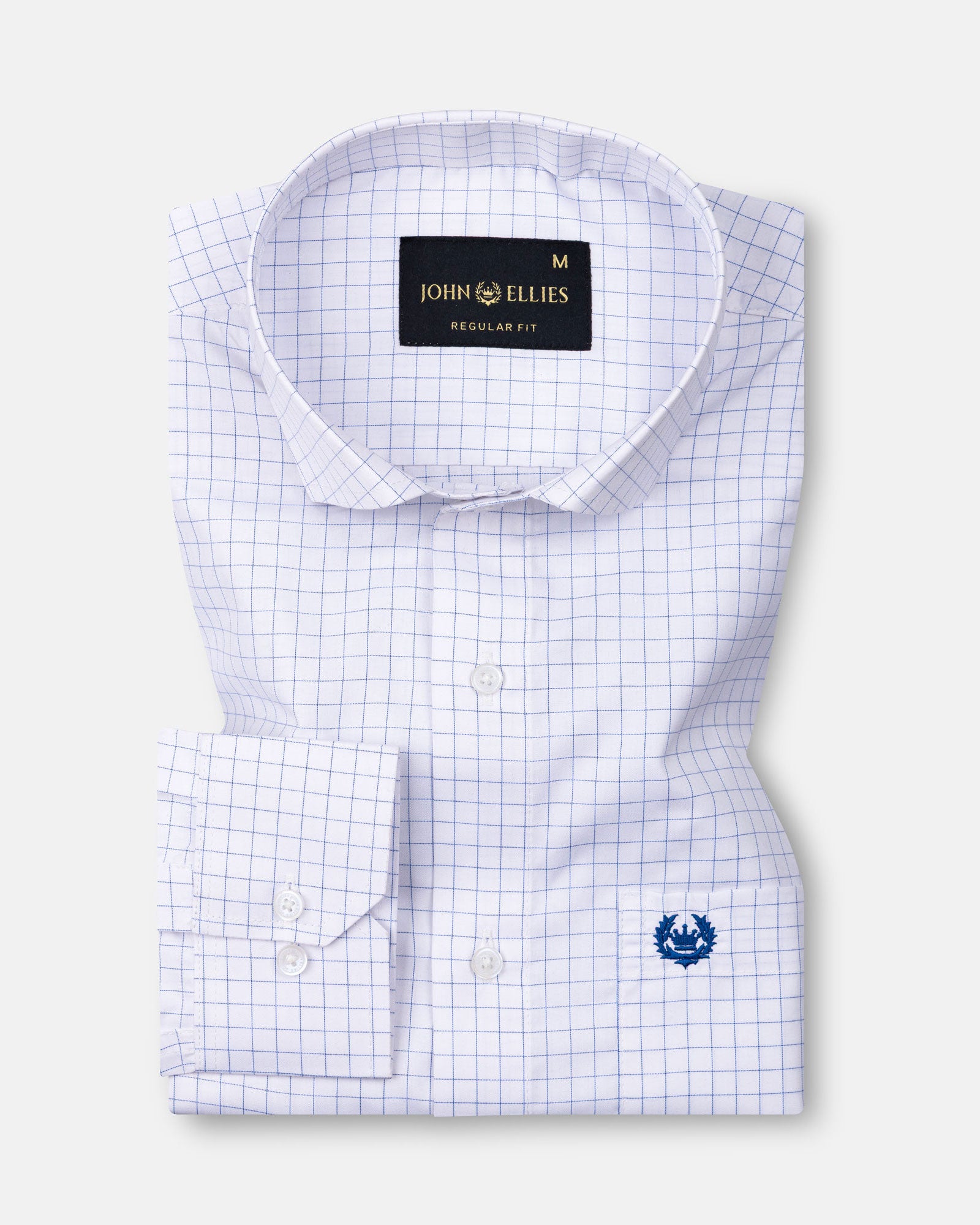 Regals Blue Check Cutaway Cotton Shirt - John Ellies