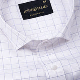 Regals White Check Cutaway Cotton Shirt - John Ellies