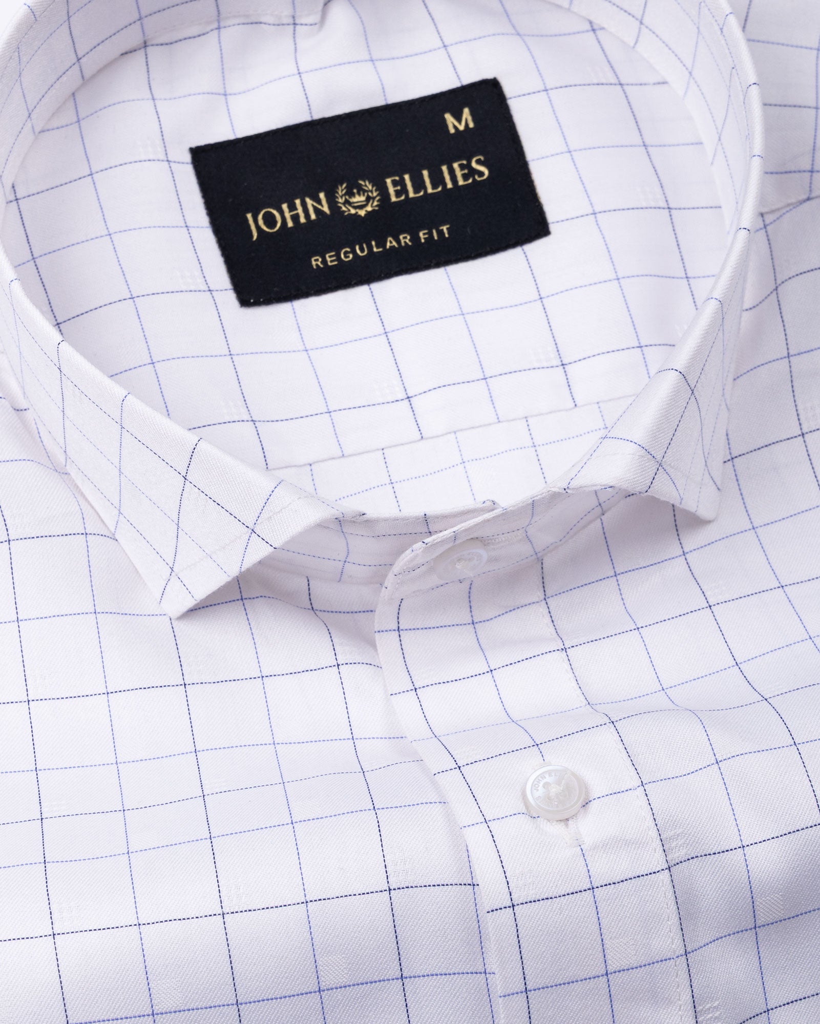 Regals White Check Cutaway Cotton Shirt - John Ellies