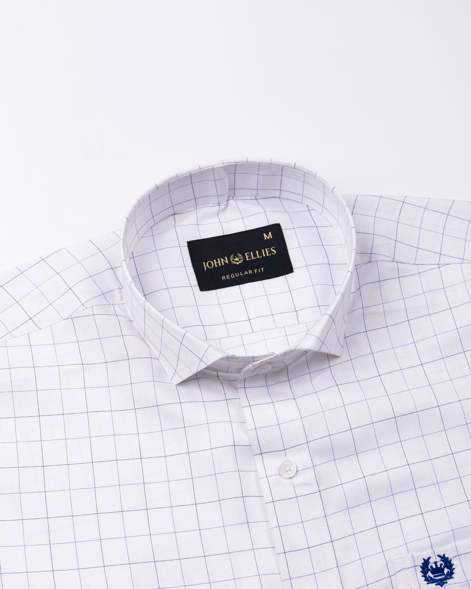 Regals White Check Cutaway Cotton Shirt - John Ellies