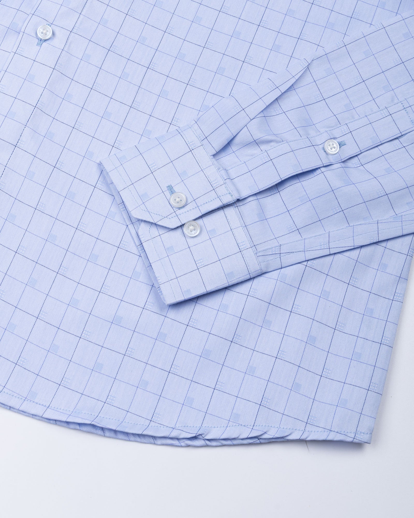 Aztec Blue Check Cutaway Cotton Shirt - John Ellies