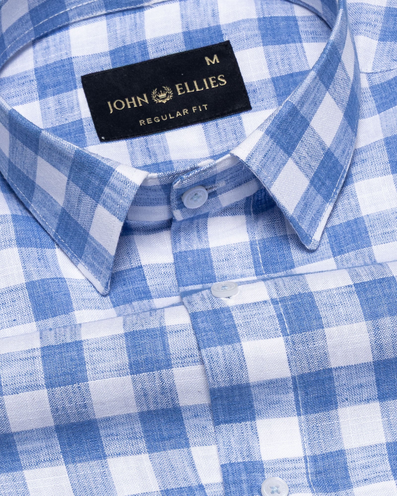 Kryox Blue Bold Check Linen Shirt - John Ellies