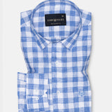 Kryox Blue Bold Check Linen Shirt - John Ellies