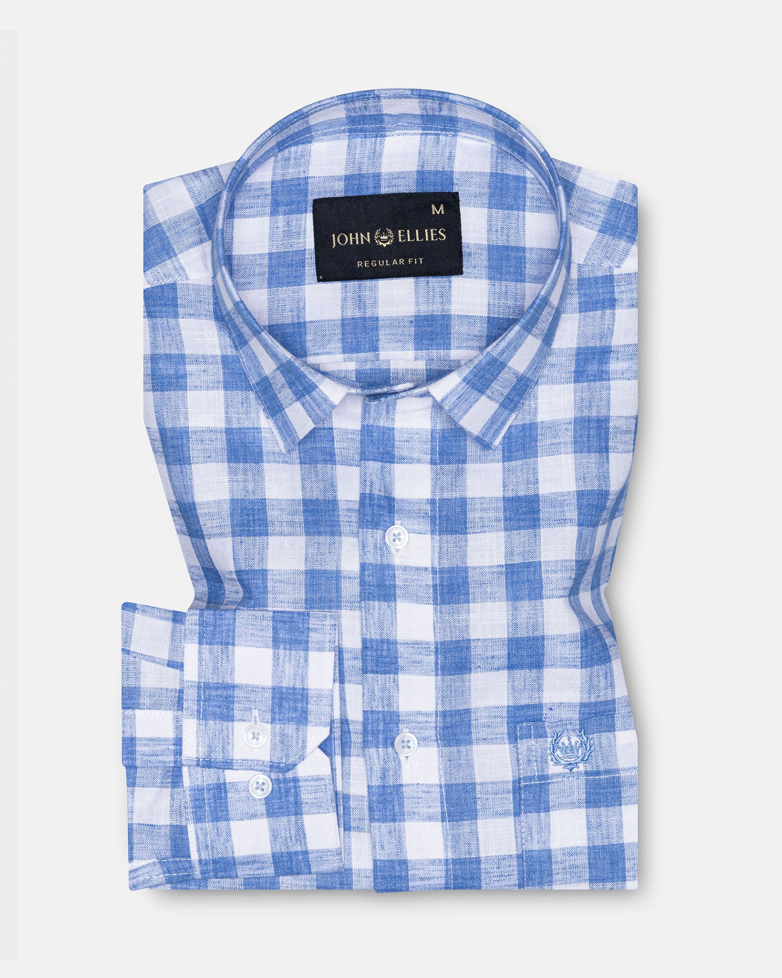 Kryox Blue Bold Check Linen Shirt - John Ellies