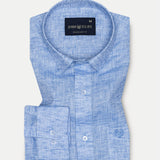 Kryox Blue Plain Linen Shirt - John Ellies