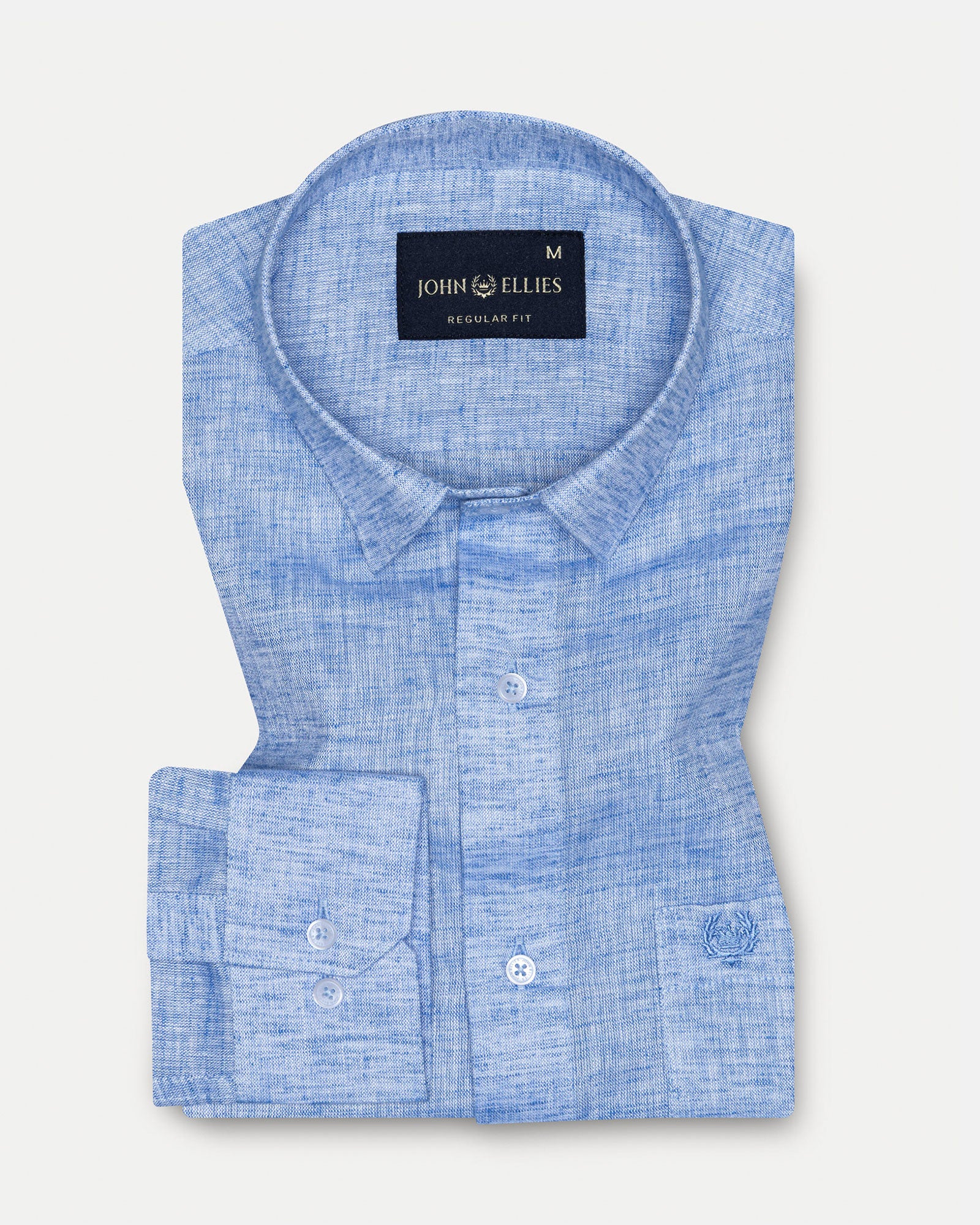 Kryox Blue Plain Linen Shirt - John Ellies