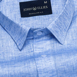 Kryox Blue Plain Linen Shirt - John Ellies