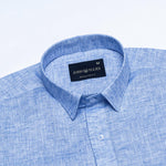 Kryox Blue Plain Linen Shirt - John Ellies