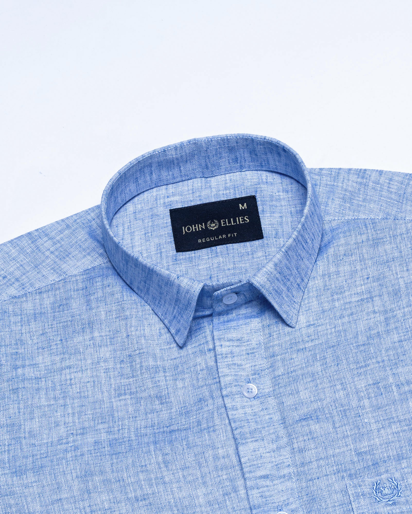 Kryox Blue Plain Linen Shirt - John Ellies