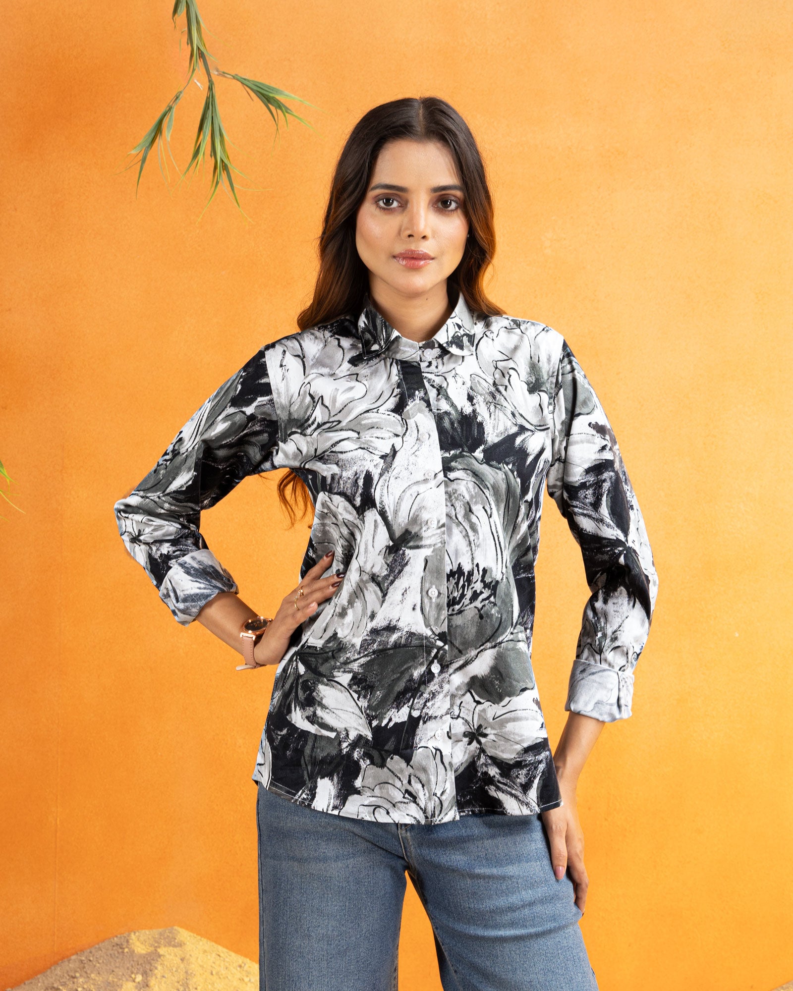 Bloom Green Design Cotton Women Shirt - John Ellies