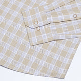 Maison Beige Check Button Down Linen Shirt