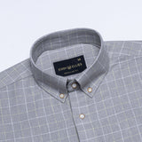 Maison Ash Grey Check Button Down Linen Shirt