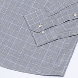 Maison Ash Grey Check Button Down Linen Shirt