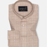 Maison Orange Check Button Down Linen Shirt